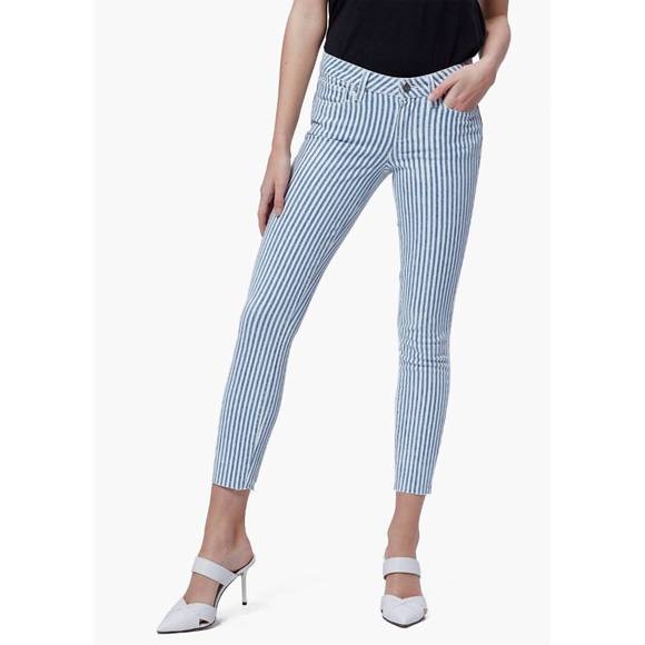 NEW PAIGE verdugo ultra skinny jeans in white/navy - Picture 1 of 3